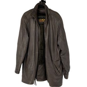 Mens TREK Brown Leather Size Large Removable Lining Heavy Belted  EUC 2937